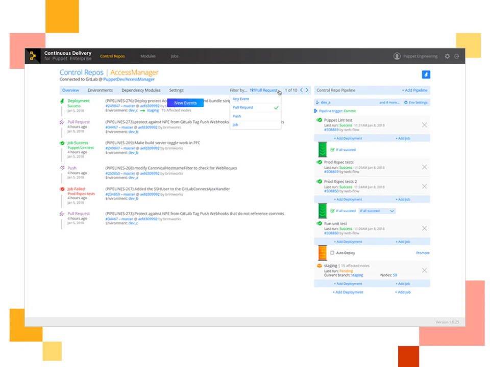 screenshot of Puppet Enterprise